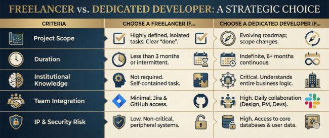 CTO Decision Matrix For Freelance And Dedicated Full-Stack Developers